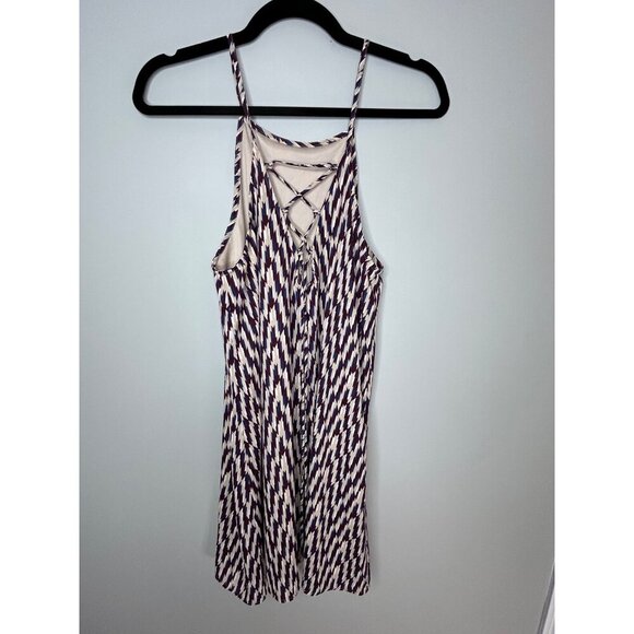 LUSH Women's Red Blue Tan Geometric Sundress Size M wedding summer - Picture 1 of 7